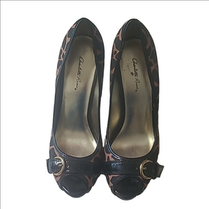 Charlotte Russe Leopard Print Peep Toe Heels b11